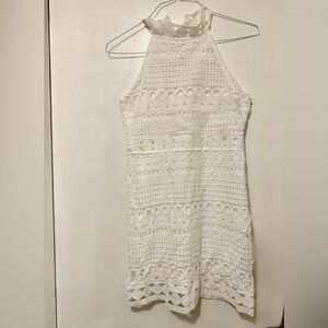 Boho Factory Elegant White Lace Halter Dress